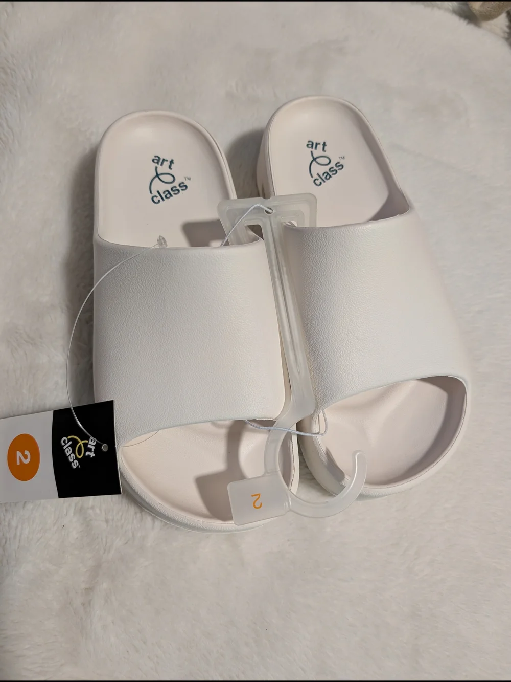Kids Size 2 White Waterproof Summer Slide Sandals Art Class